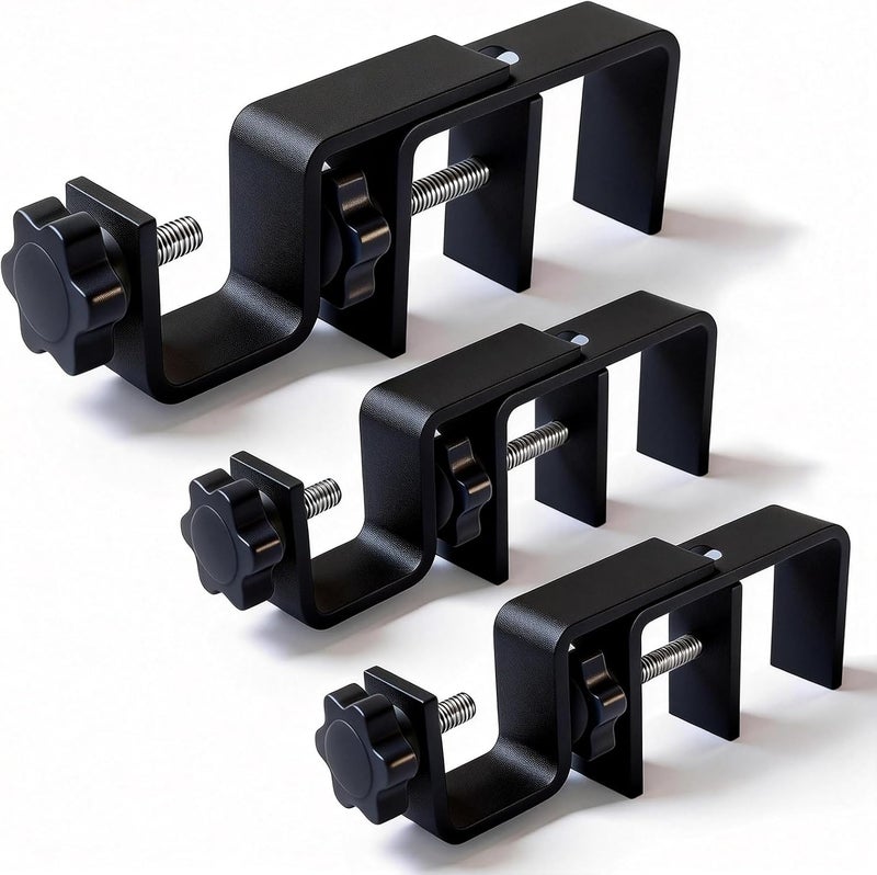Mimiio Over Blinds Curtain Rod Brackets for Outside Mounted, No-Drill Blinds Curtain Rod Holders for 1.3-2" Rectangular Headrails, Tool-Free & No Wall Damage, Apartment & Renter Friendly (Set of 3, Black) - Image 1